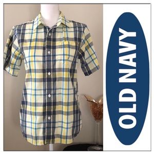 NBW OLD NAVY SHORT SLEEVE YELLOW PLAID SHIRT